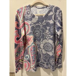 Whimsy Rose Paisley Pattern Long Sleeve Top Baby Waffle Size XL